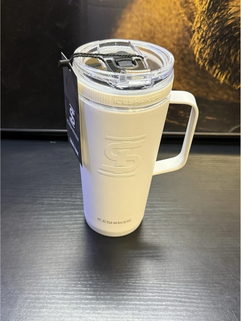 Ice Shaker 26oz Flex Handle Tumbler White Stainless Steel New w/ Tags